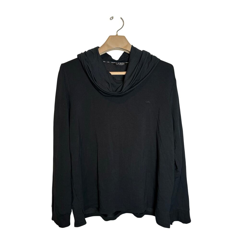 Lauren Ralph Lauren Black Label Cowl Neck Top Size XL Black Womens